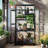 Height Wood Large Greenhouse Balcony Portable Cold Frame With Wheels, Adjustable Shelves And Openable Roof