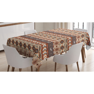 Nappe colorée, motif géométrique de culture amérindienne, housse de table rectangulaire pour décor de cuisine de salle à manger, 60 po x 84 po, brun cannelle et orange