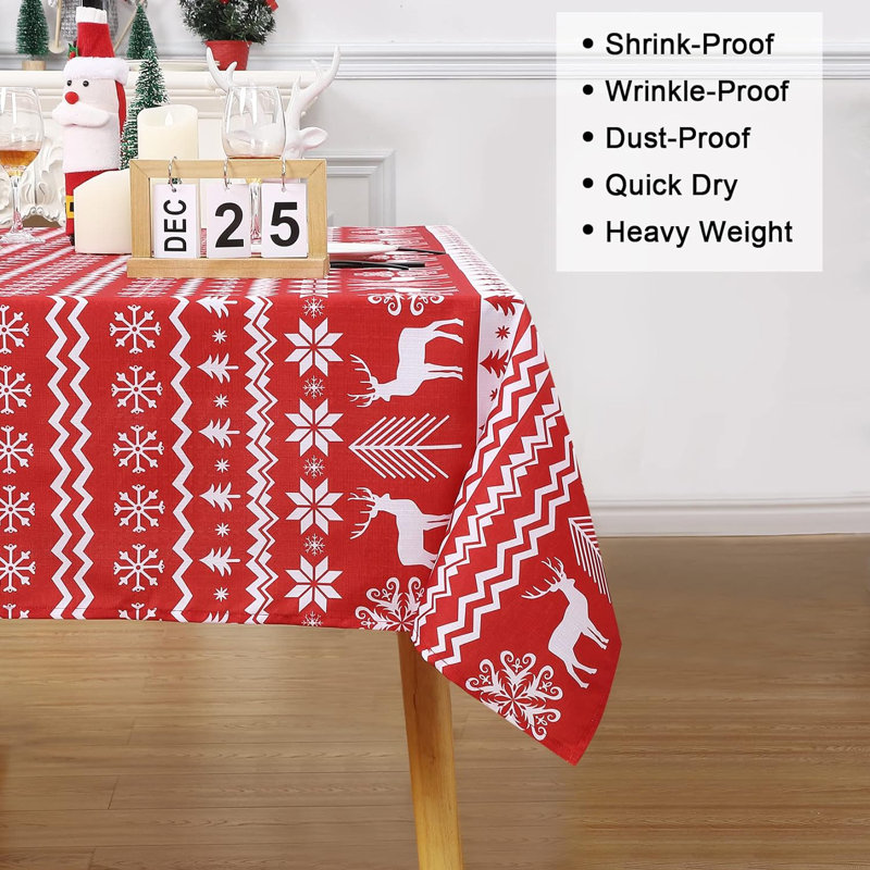 Akiylah Rectangle Chevron Tablecloth, Red
