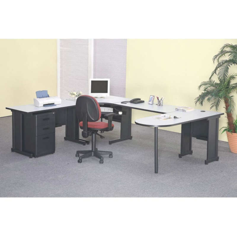 Interion 36" Gray Laminate Desk with Black Steel Frame