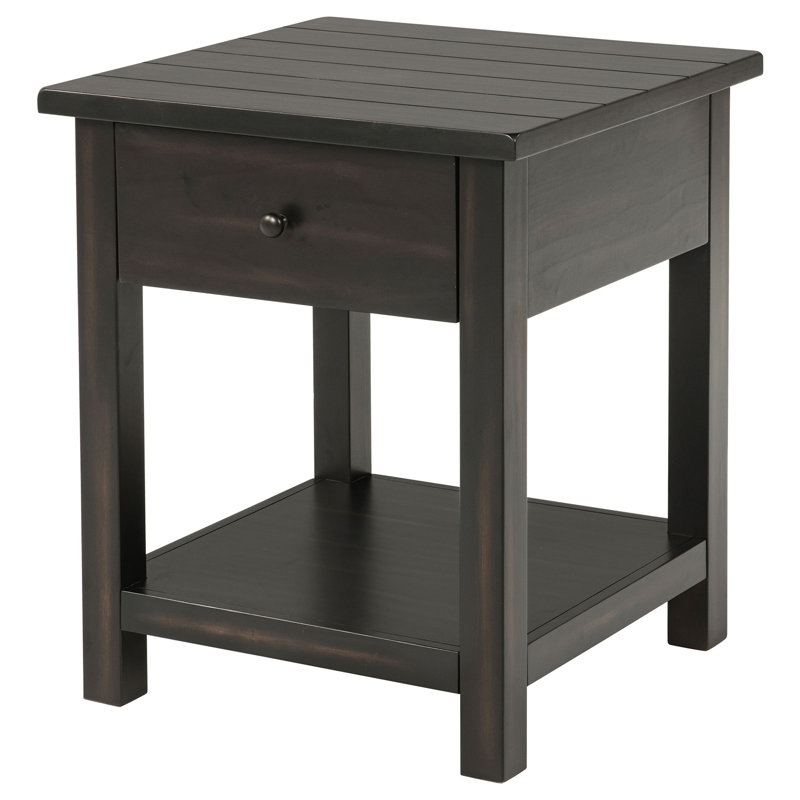 Castleton Distressed Java 1-Drawer Wood End Table With Shelf(Only Including Coffee Table)