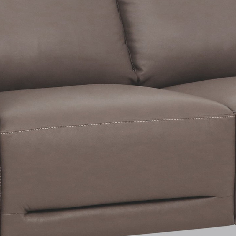 Dossett 59" Genuine Leather Square Arm Loveseat, Brown Faux Leather