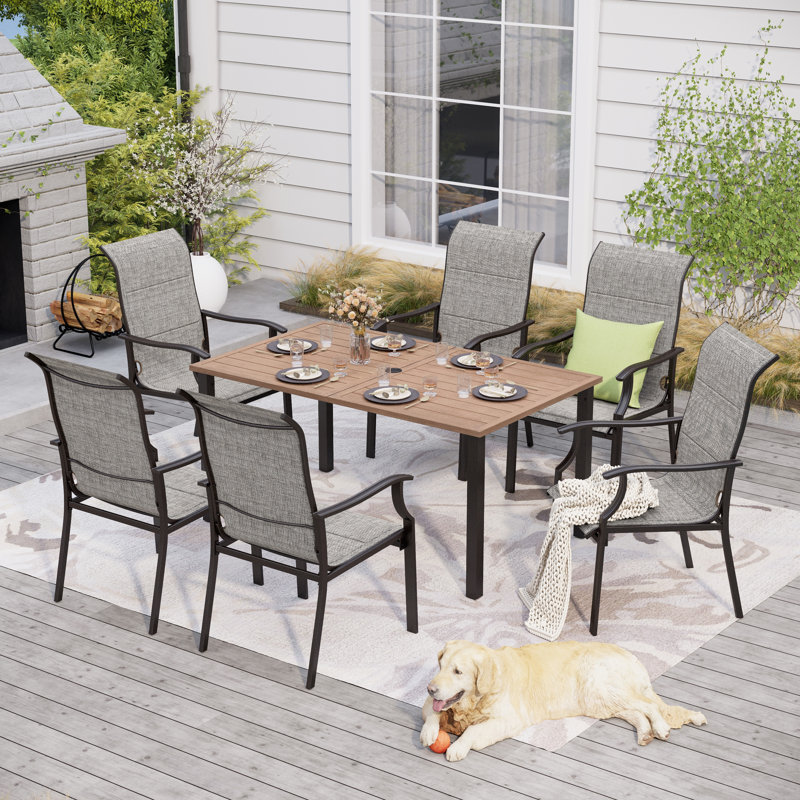 6 - Person Metal Patio Dining Set With Rectangular Table