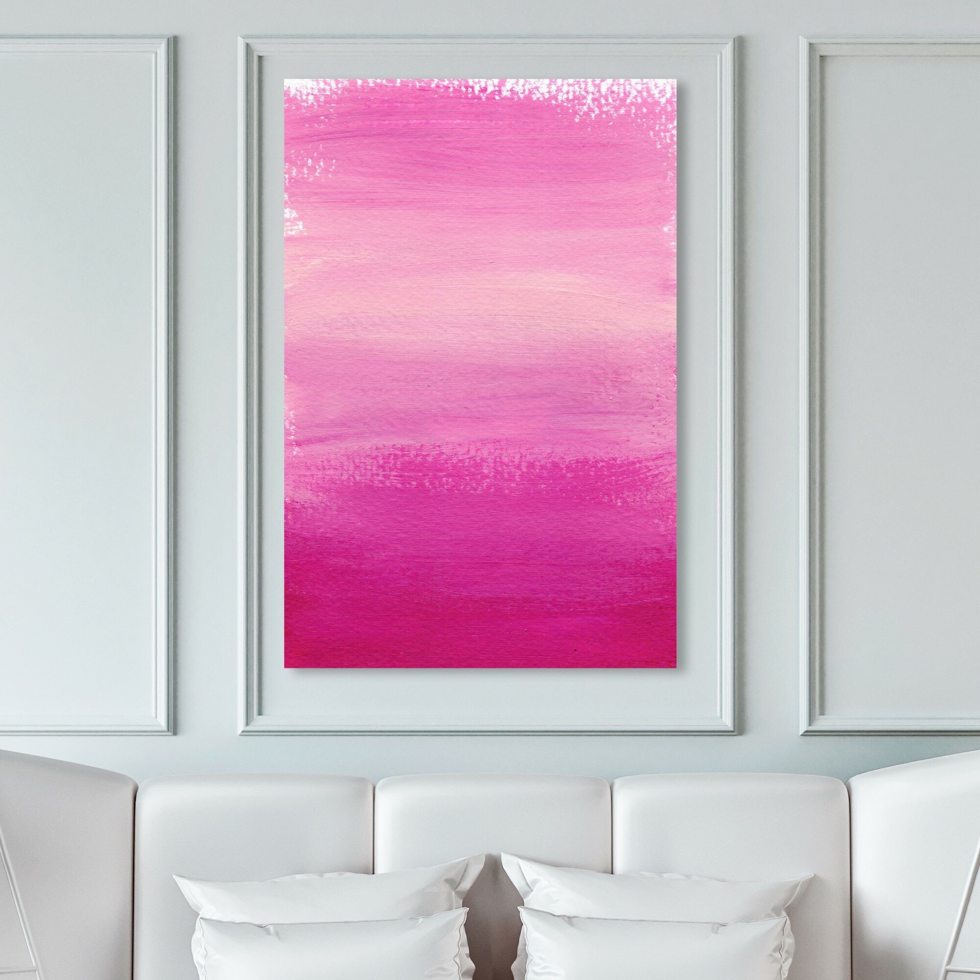 Landscape Painting: Acrylic Mini Canvas Art of a Pink Floral Sunset