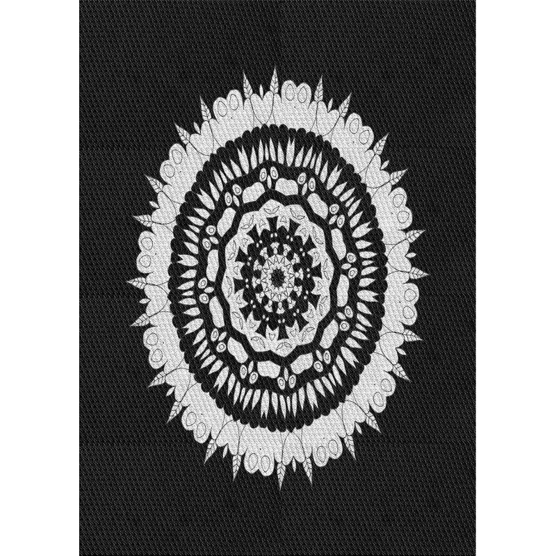 Laine tissé à la machine à motifs géométriques et polyester noir/gris Tapis décoratif, Rectangle de 5 pi x 7 pi