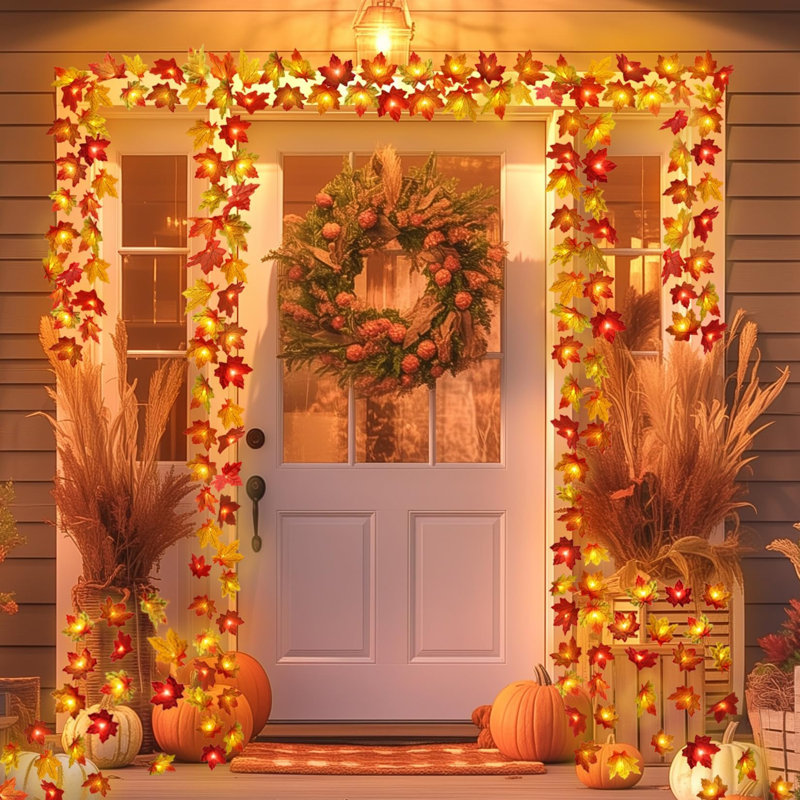 2 Pack Fall Decorations For Home Maple Leaf Lights Multicoloured