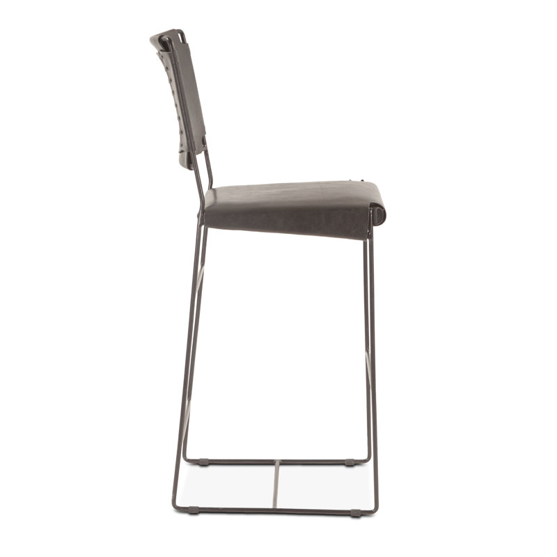 Melbourne Upholstered Bar Stool with Metal Frame, Brown, Bar Stool (30” Seat Height)