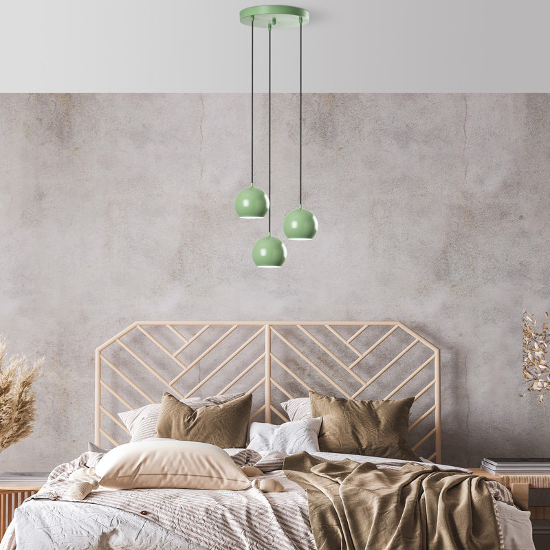 Lustre élégant menthe, hauteur réglable 17,7 - 43,7 pouces | Corps en métal, 17,7 pouces de diamètre | 3 x douilles E27 (40 W maximum) | Design moderne pour le salon, la salle à manger et le vestibule | Éclairage élégant et fonctionnel
