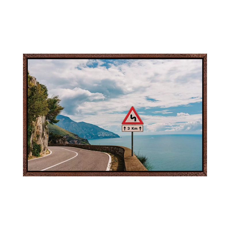 Amalfi Coast Drive XXIII by Bethany Young - Print on Canvas, 45.72cm H x 66.04cm W x 3.81cm D, Classic Brown Wood Framed