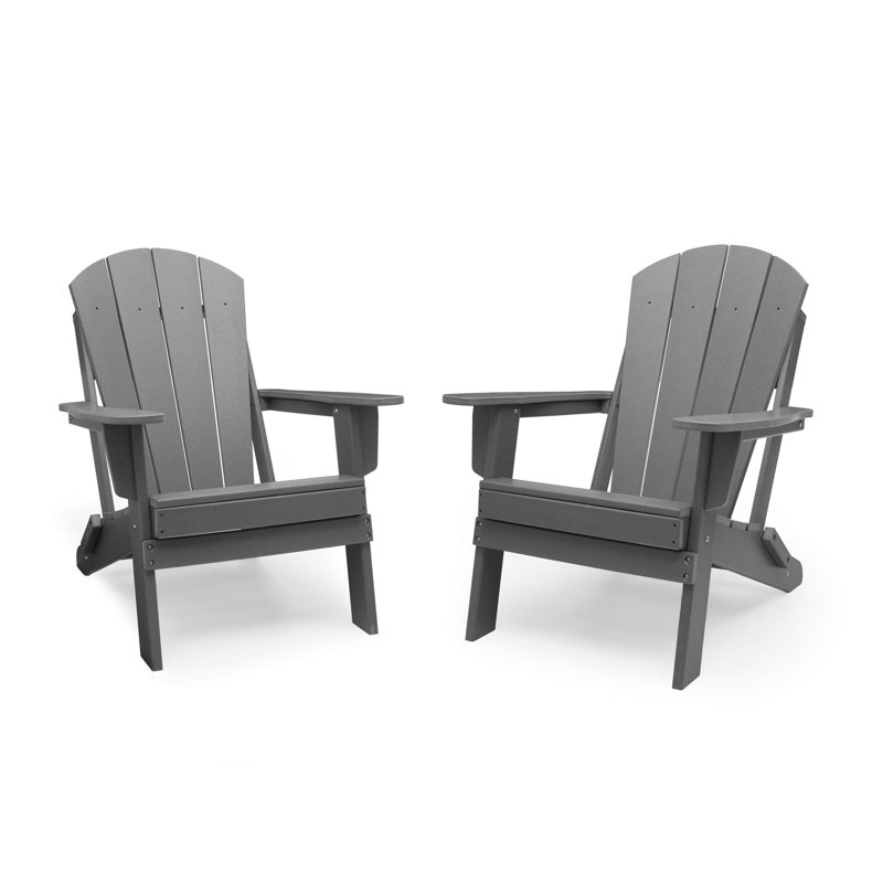 Aulika HDPE Plastic Weather-Resistant Adirondack Chair, Gray