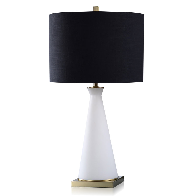 Lampe de table 29,5 po Olallo, Blanc / Laiton antique, Noir