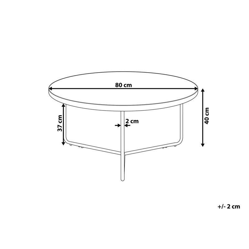 Zayn Cross Legs Coffee Table, 40cm H x 80cm W x 80cm D, Black/Brown