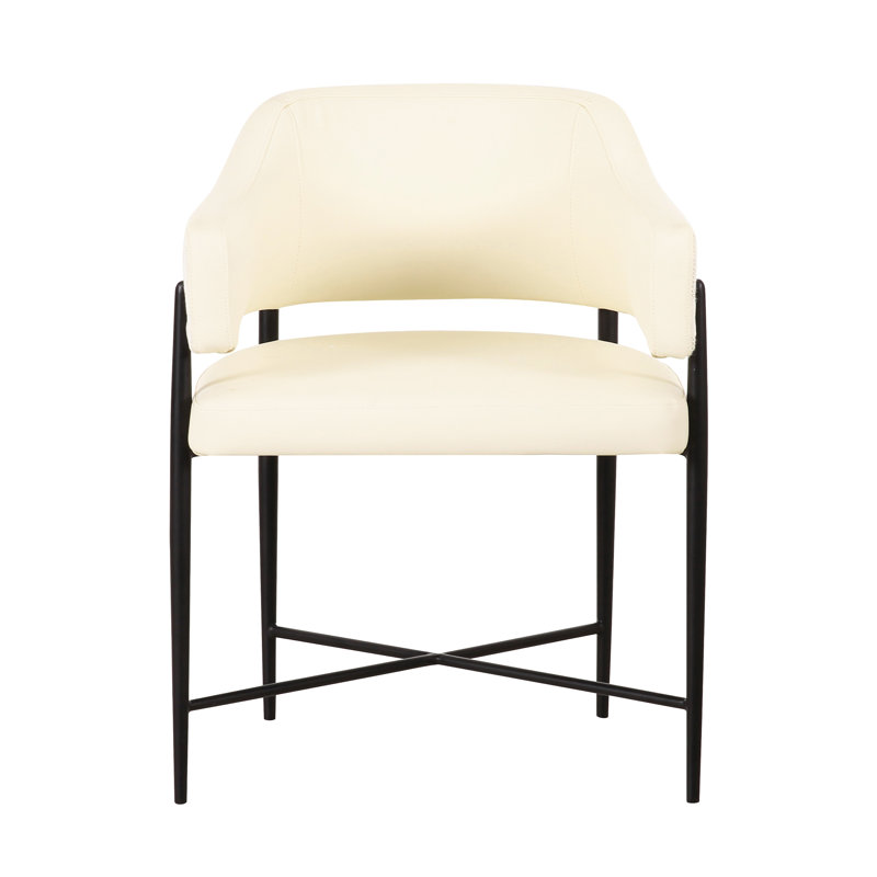 Chaise de salle à manger en cuir végétalien et jacquard 2 tons Sezanne