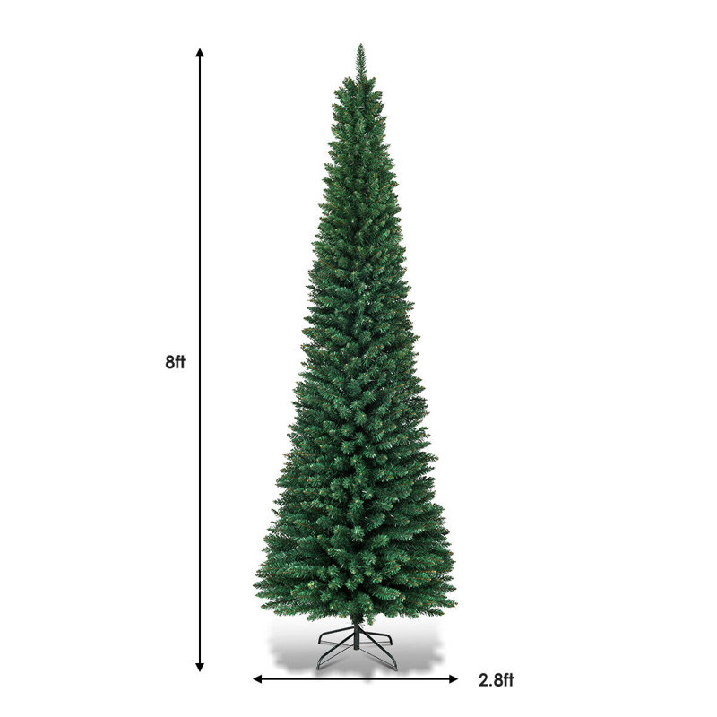 Sapin de Noël artificiel vert élancé, 8'