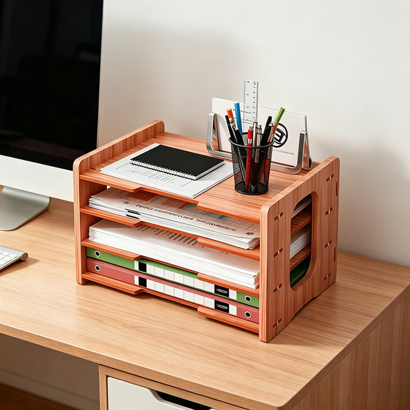 Manufactured Wood Desk Organiser, 4 Tier