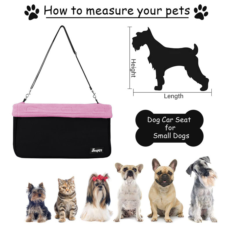 Pink and Black Dog Booster Car Seat for Small Pets