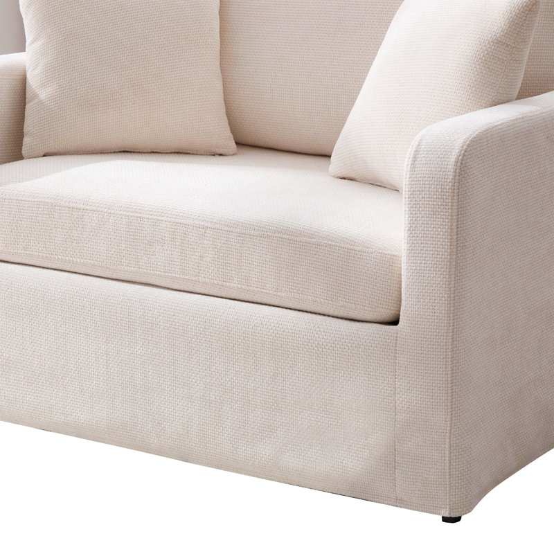 Fauteuil d'appoint surdimensionné de 45 po avec 2 coussins et repose-pieds; chenille, Beige
