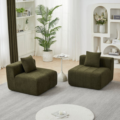 Curved Modular Sectional Sofa with Chenille Fabric