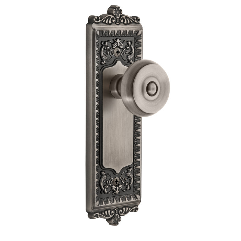 Assiette fausse plaque avec bouton Grandeur Windsor, Nickel satiné