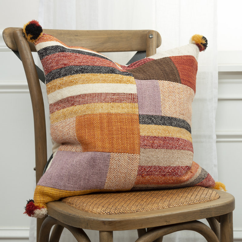 20"x20" Modern Industrial Wool Square Throw Pillow with Abstract Pattern