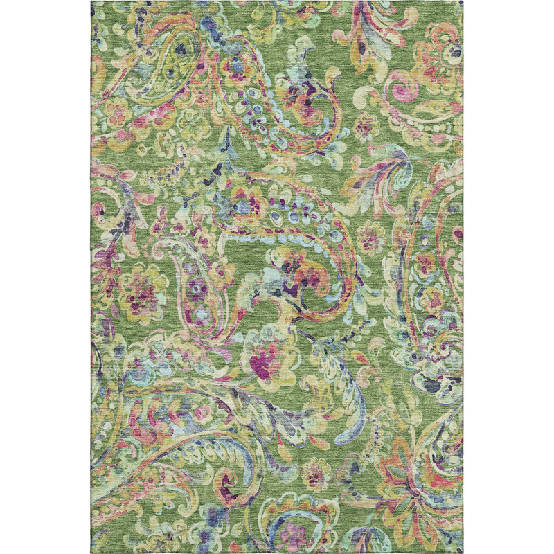 Premium Machine Washable Prisco Fern Rug, Rectangle 2'6" x 3'10"