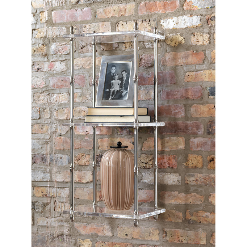 Carmel Lucite Shelf, Polished Nickel