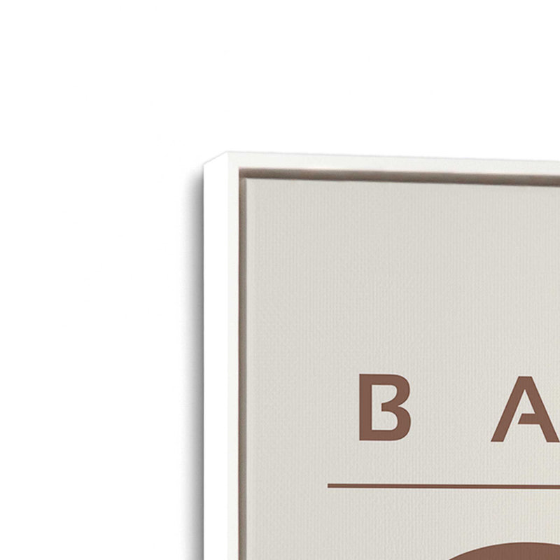 Affiche rétro Bauhaus II , H 18 po x l 12 po, Blanc opaque, Toile avec cadre flottant brun 