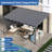 Patio Gazebo Lean to Wall Mounted Pergola with Sloping Galvanized Steel Roof-114253237-119606716
