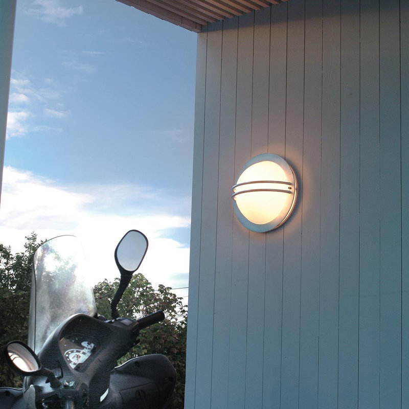 Bremen Wall Sconce, Galvanised with Opal Shade