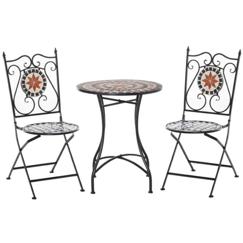 Three-Piece Mosaic Bistro Table Set - Multicoloured