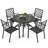 5pcs Patio Metal Dining Set With Umbrella Hole, All-weather Design