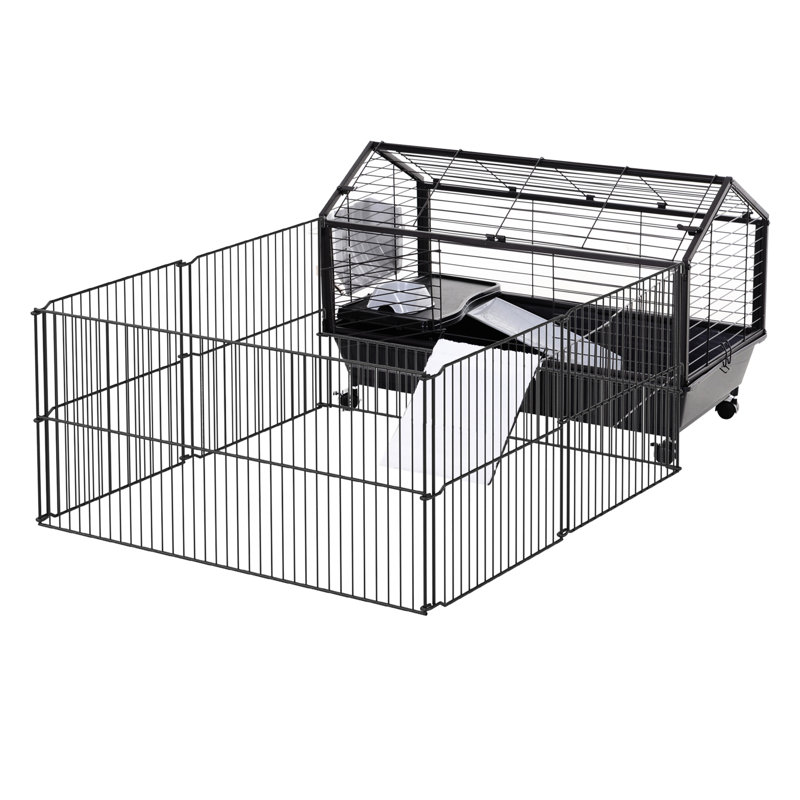 Cage pour petits animaux, L 35 po avec roulettes et bouteille d'eau - spacieuse pour cochons d'Inde, pliable et facile à ranger