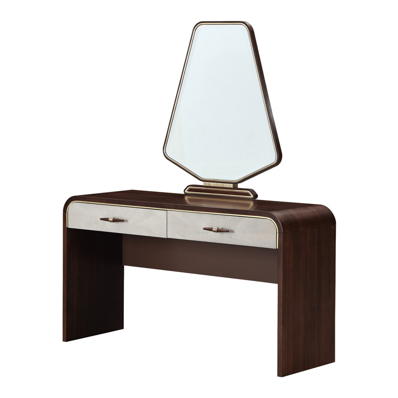 Houston Vanity Desk With Mirror - Walnut