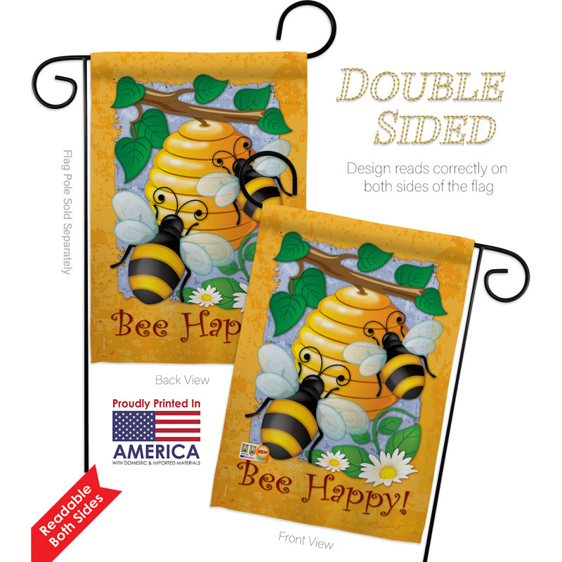 Ensemble de drapeaux en polyester 19 po x 13 po Danisha Bee Happy Garden Friends