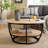 Afsar Solid Wood Round Coffee Table with Storage Shelf