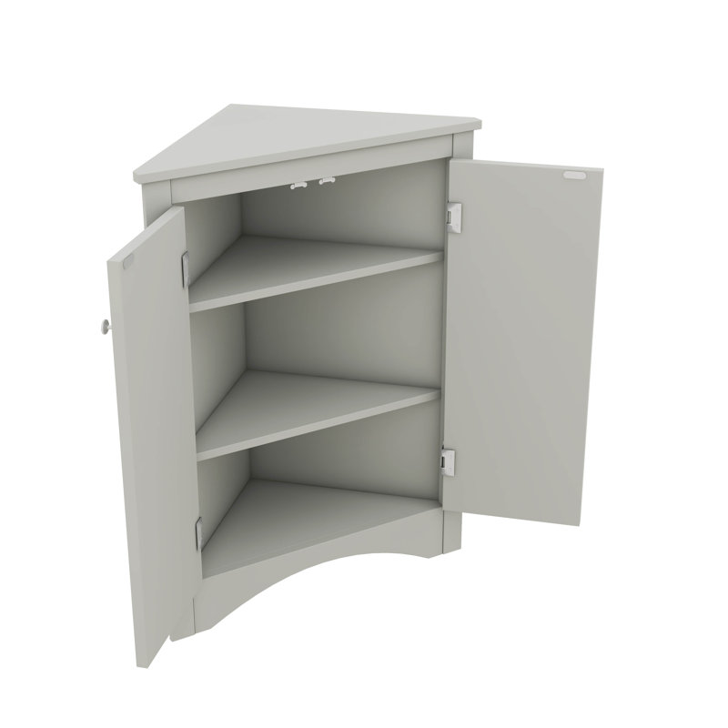 Armoire de rangement autoportante triangulaire avec tablettes réglables, Gris