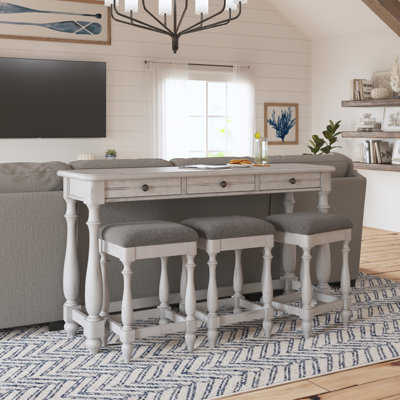 Townsel 63.5'' Solid Wood Console Table and Stool Set