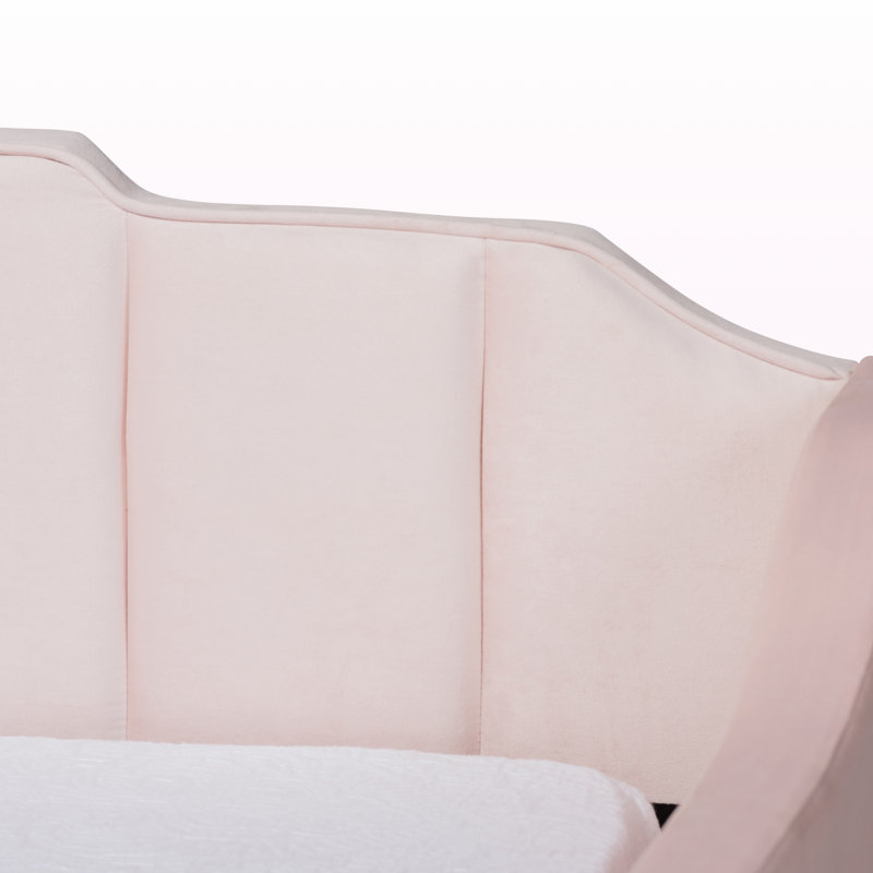 Marlee Modern Full Size Velvet Fabric Daybed in Pink, 34.71" H X 81.50'' L X 57.72'' W, Full, Pink
