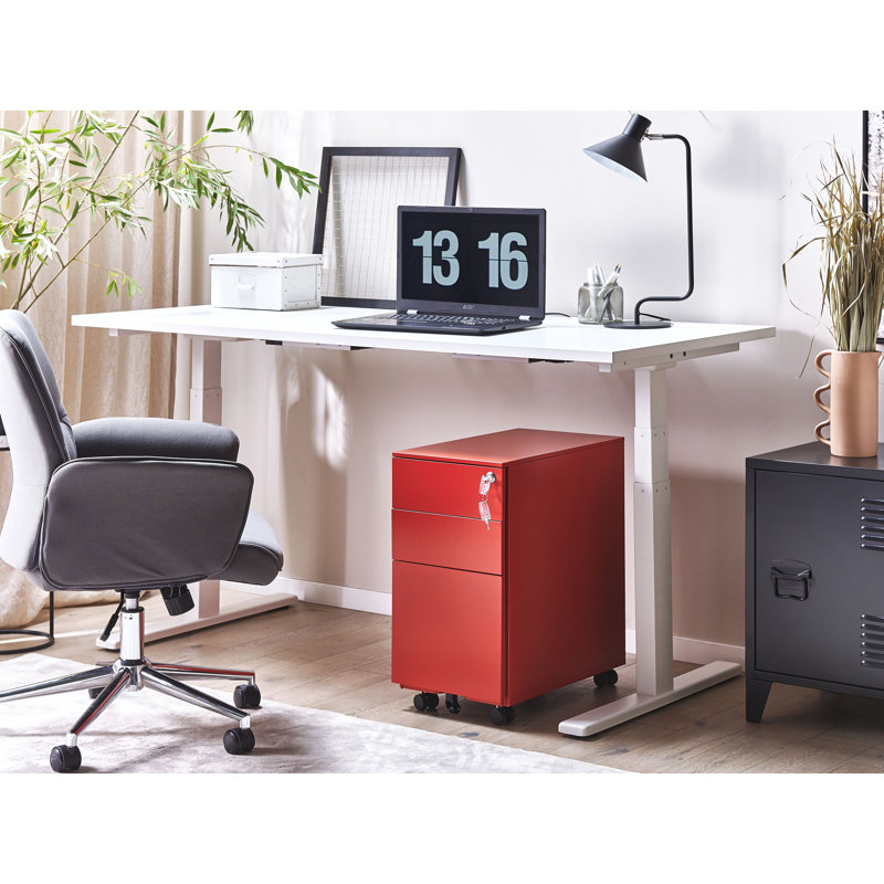 Bridget-Malikia 30cm Wide 3 -Drawer Mobile Solid Wood File Cabinet, Red