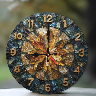 Horloge avec motif de fleurs en mosaïque