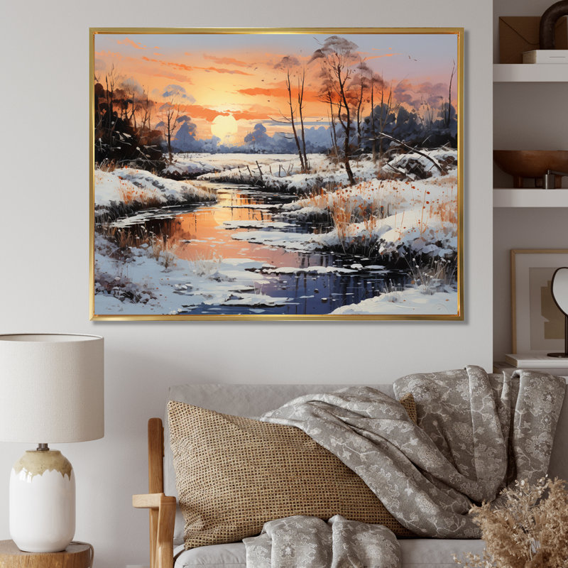White Winter Harmony II, reproduction d'art sur toile, H 12 po x l 20 po, Cadre flottant doré