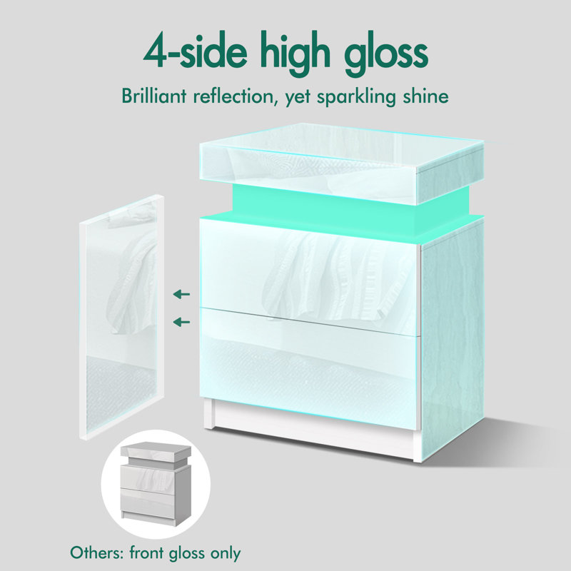 Arens 35cm W Manufactured Wood Bedside Table, White