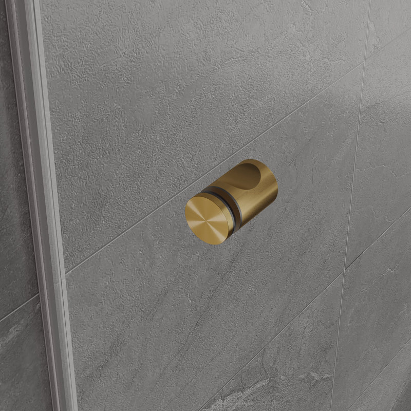 Satin Gold Frameless Double Sliding Shower Door with Clear Tempered Glass