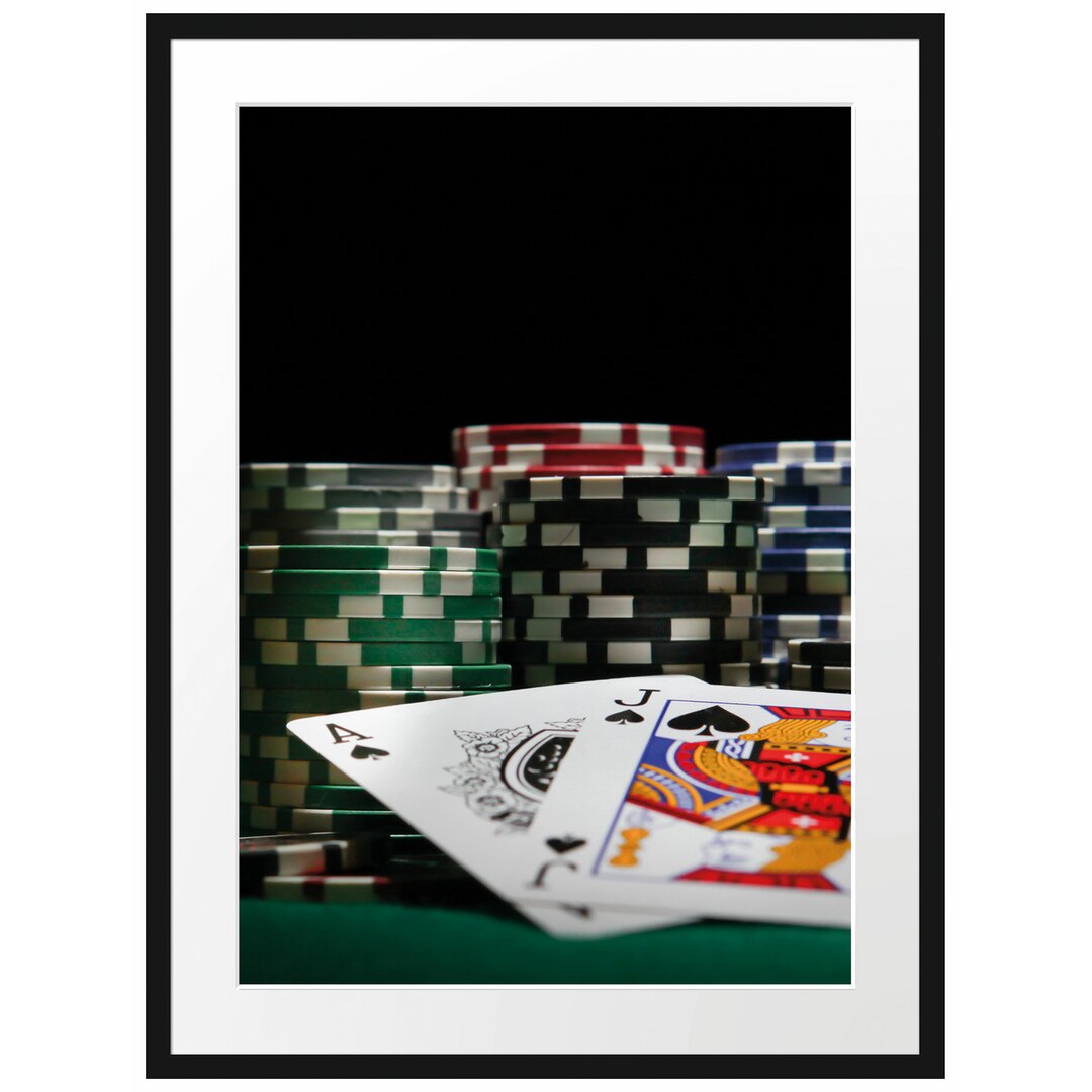 Gerahmtes Poster Pokertisch Las Vegas