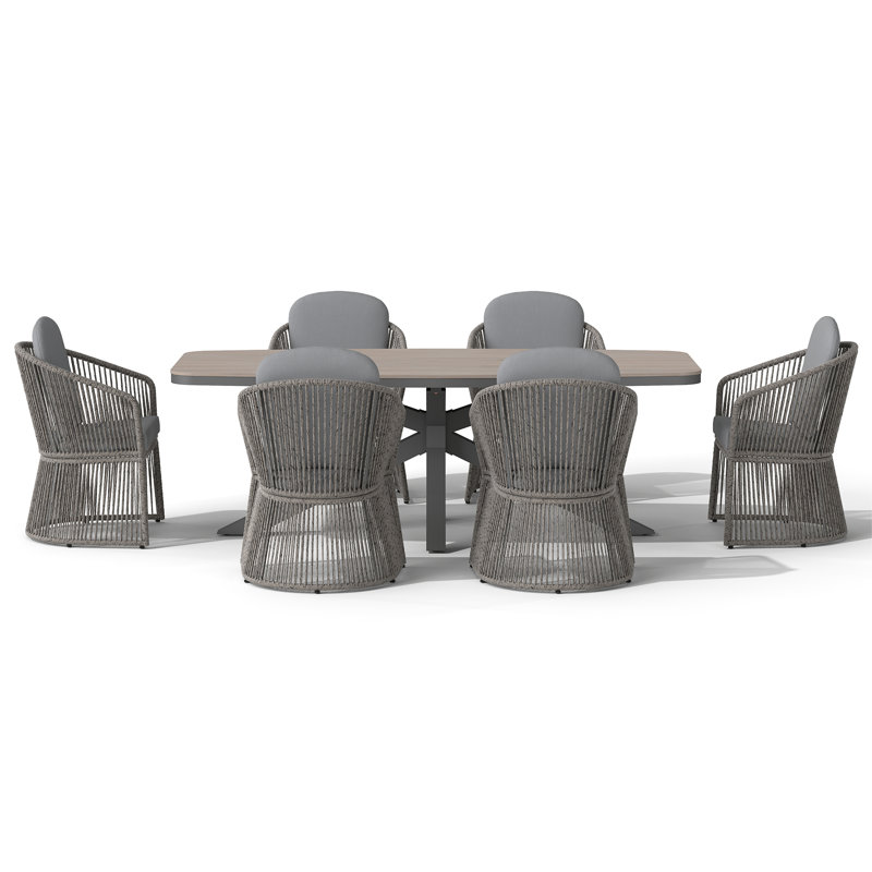 Outdoor 6-person Dining Set With Cushions, Gray/Light Gray, Gray