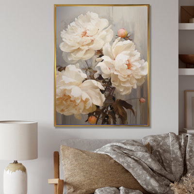 Pivoine parfumée beige IV sur toile
