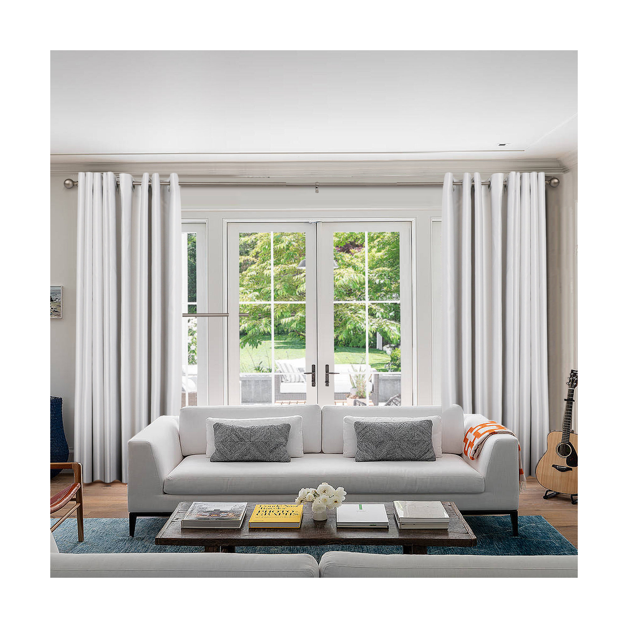 Adjustable Curtain Rod for Bedroom and Living Room, Satin Nickel, 86" - 120"