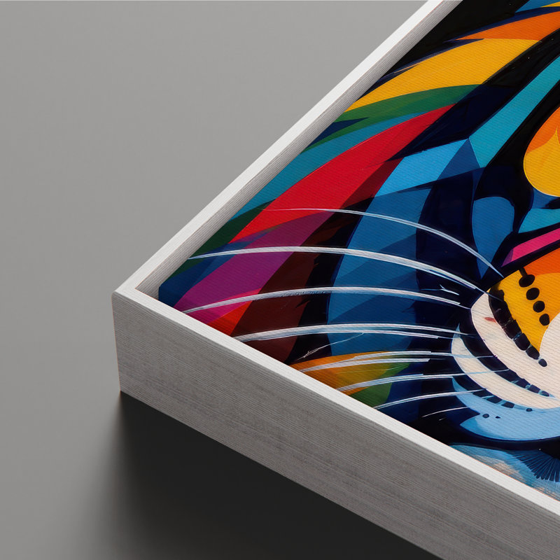 Art mural encadré sur toile - Tigre arc-en-ciel abstrait pop art abstrait - 16 po x 24 po, 24 po x 36 po, 24" H x 36" W
