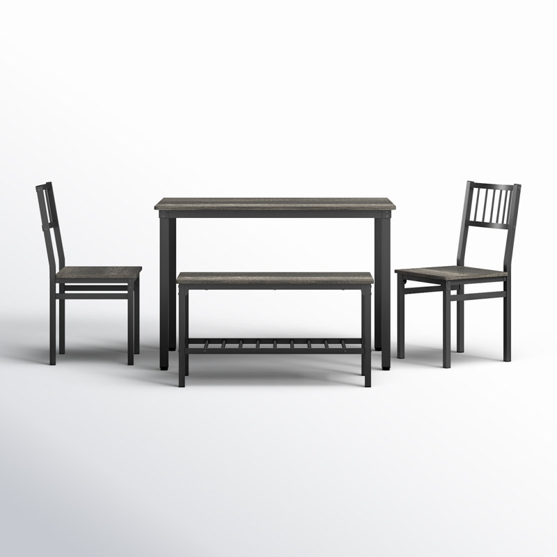 Kennett 4 - Person Four Leg Dining Set, 29.53"H x 43.31"L x 27.4"W, Black Oak, Black
