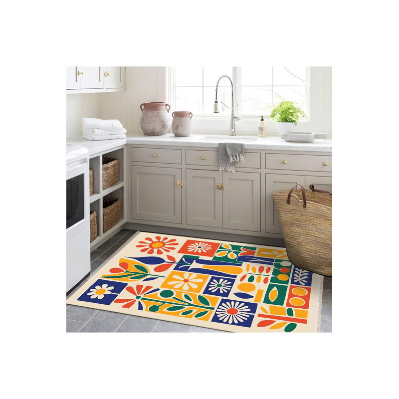 Tapis décoratif multicolore lavable à la machine, Tapis de couloir 3 pi 3 po x 9 pi 10 po
